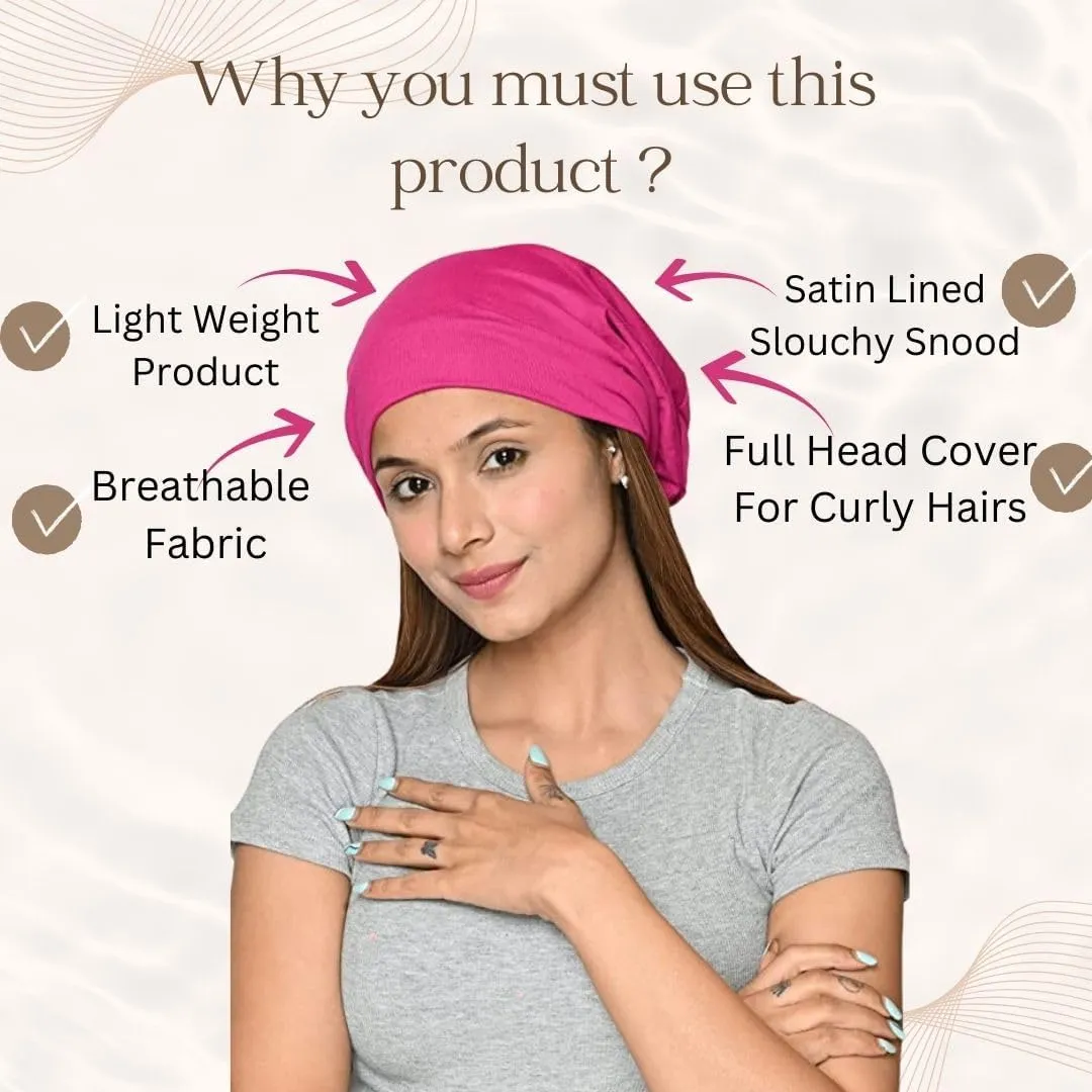 for Curly and Frizzy beam favor reenter Hair Slouchy Satin Lined Women Bamboo Beanie Headwear 