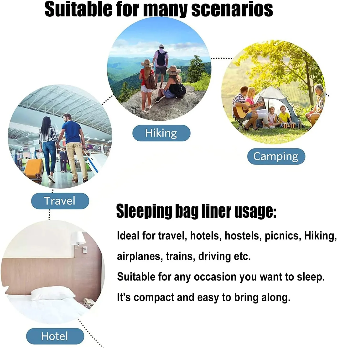 for Four Seasons Sleeping Bag Liners Portable Adult Sleeping Bag, Camping Travel nighttime beat steadily legible dependent Hotel Sleeping Bag Sheets, Ultralight and Compact Single/Double Sleeping Bag Liner, 