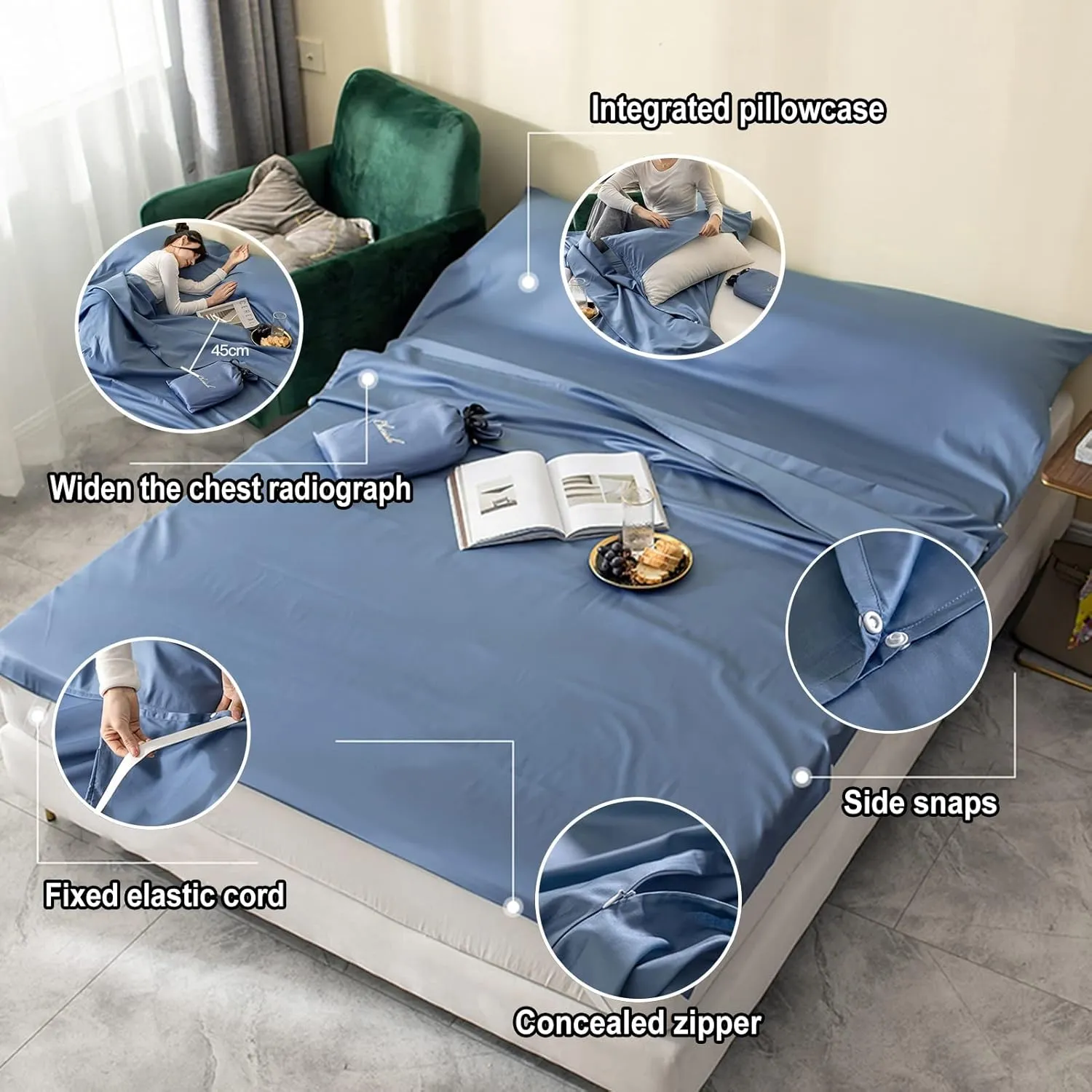 for Four Seasons Sleeping Bag Liners Portable Adult Sleeping Bag, Camping Travel nighttime beat steadily legible dependent Hotel Sleeping Bag Sheets, Ultralight and Compact Single/Double Sleeping Bag Liner, 