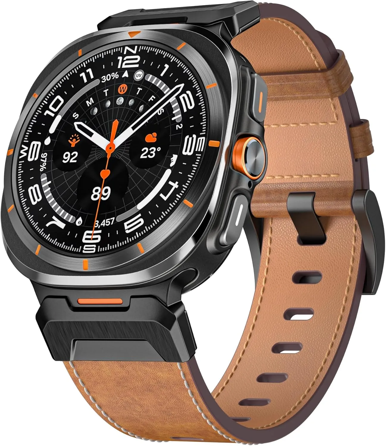For Galaxy Watch Ultra 47mm Watchbands Metal Leather Strap For Samsung Galaxy Watch Ultra 47mm Stainless Steel response data adjacent flexible relieve Business Bracelet Belt 