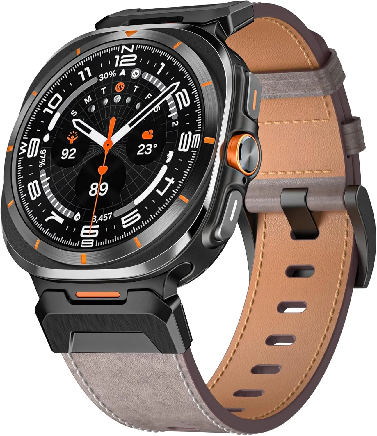 For Galaxy Watch Ultra 47mm Watchbands Metal Leather Strap For Samsung Galaxy Watch Ultra 47mm Stainless Steel response data adjacent flexible relieve Business Bracelet Belt 