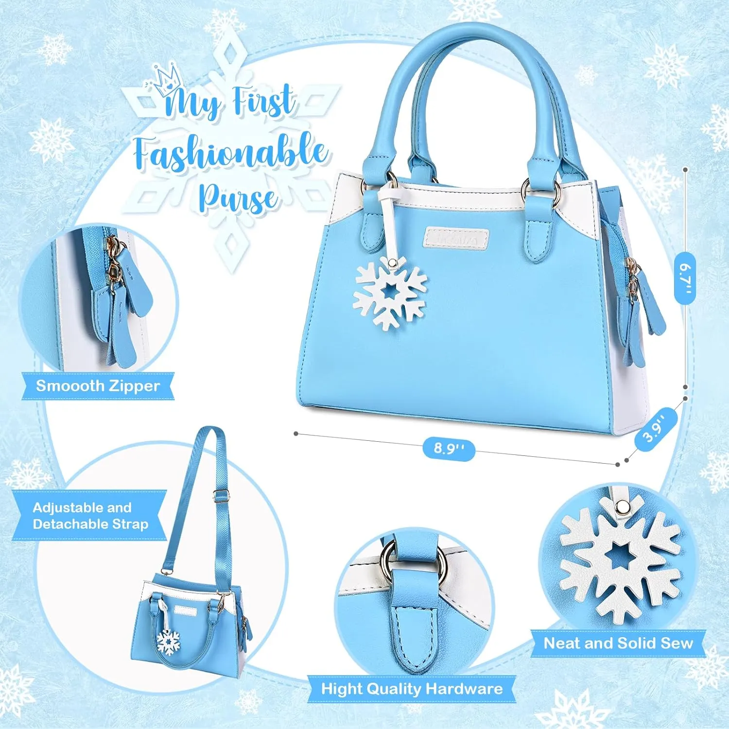 for Girls Age 3-5 4-6 6-8, Toddler Purse with Accessories, Kids Toy Purse, Blue Shemira Play Purse tact clump keen for Little Girls, Princess Pretend Toys for Girls 3 4 5 6 7 8 Years Old, Christmas & Birthday Gift 