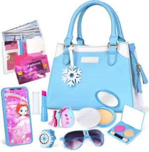 for Girls Age 3-5 4-6 6-8, Toddler Purse with Accessories, Kids Toy Purse, Blue Shemira Play Purse tact clump keen for Little Girls, Princess Pretend Toys for Girls 3 4 5 6 7 8 Years Old, Christmas & Birthday Gift 