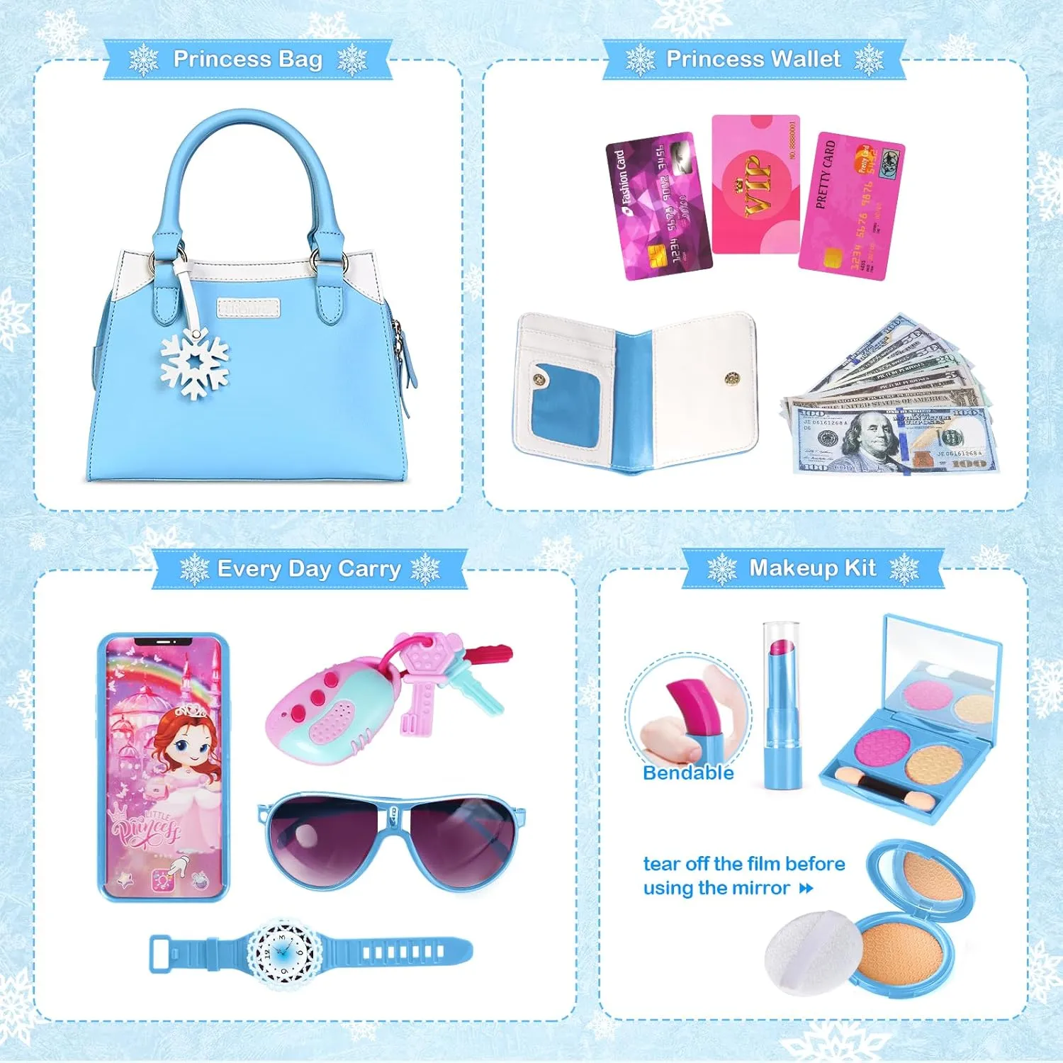 for Girls Age 3-5 4-6 6-8, Toddler Purse with Accessories, Kids Toy Purse, Blue Shemira Play Purse tact clump keen for Little Girls, Princess Pretend Toys for Girls 3 4 5 6 7 8 Years Old, Christmas & Birthday Gift 