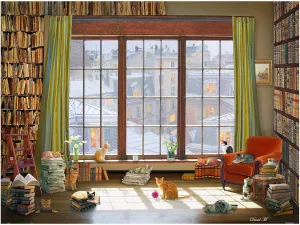 for Home Decor Zero Dust Easy Storage [H3072] Pintoo Jigsaw Puzzles 4800 Piece for Adults - David Maclean - sheet Window Cats Beautiful Plastic Puzzle 