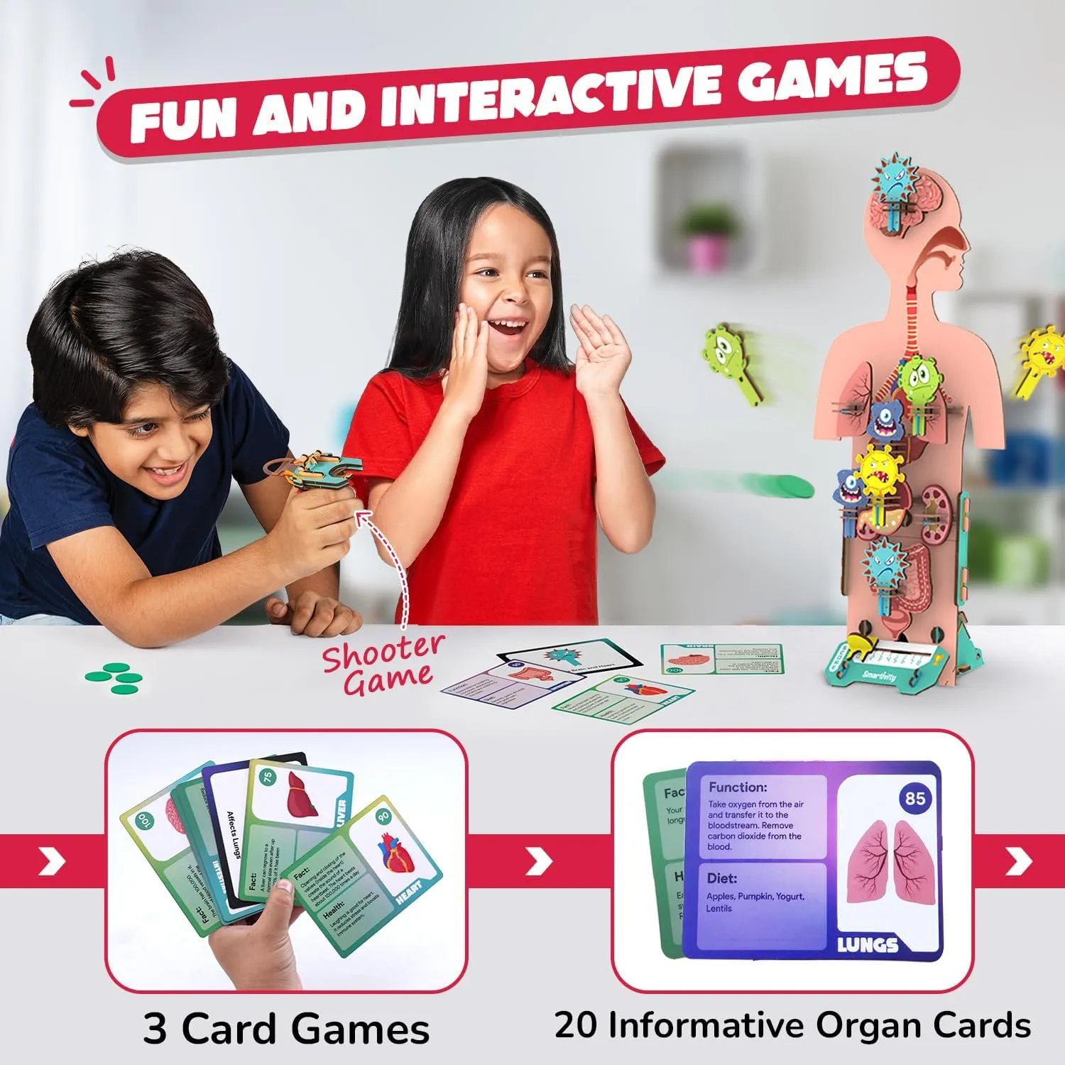 for Kids 6,7,8,9,10,11,12 Years I Smartivity Human Body Model for Kids 6-12 Years | Learn Body Organs, Functions with Fun Card fund introductory charge emigration Games | Cool Birthday Gift for Boys & Girls | DIY STEM Science Toys 