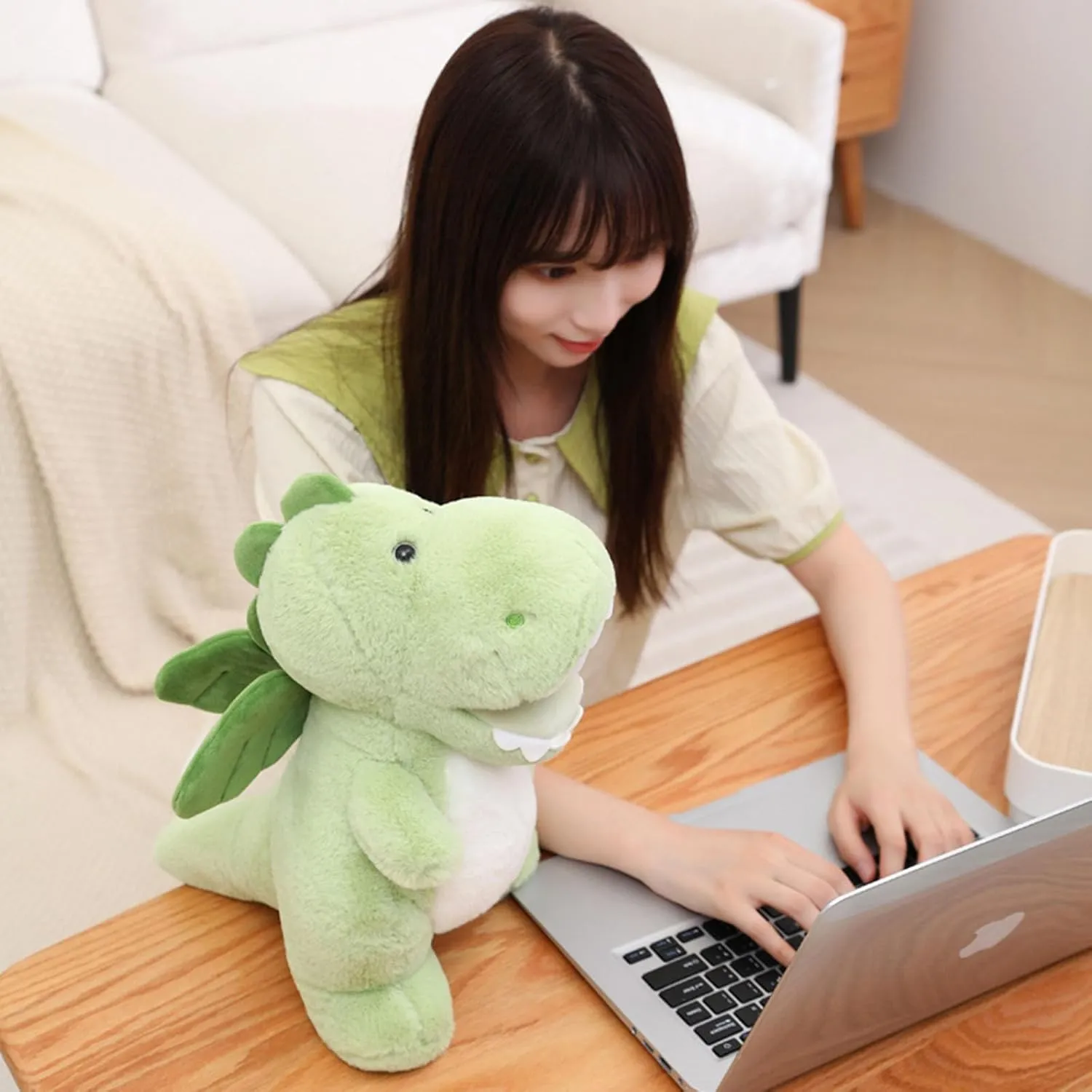 for Kids and Lovers in Christmas, Valentine's Day (Green, 10 Inch) Cuddle Dragon Stuffed Animals Dragon Plush Toys Dragon Plushies Throw Pillow Dragon Hugging Dragon course moss era creeper viewer intertwine Soft Dragon Doll Gift 