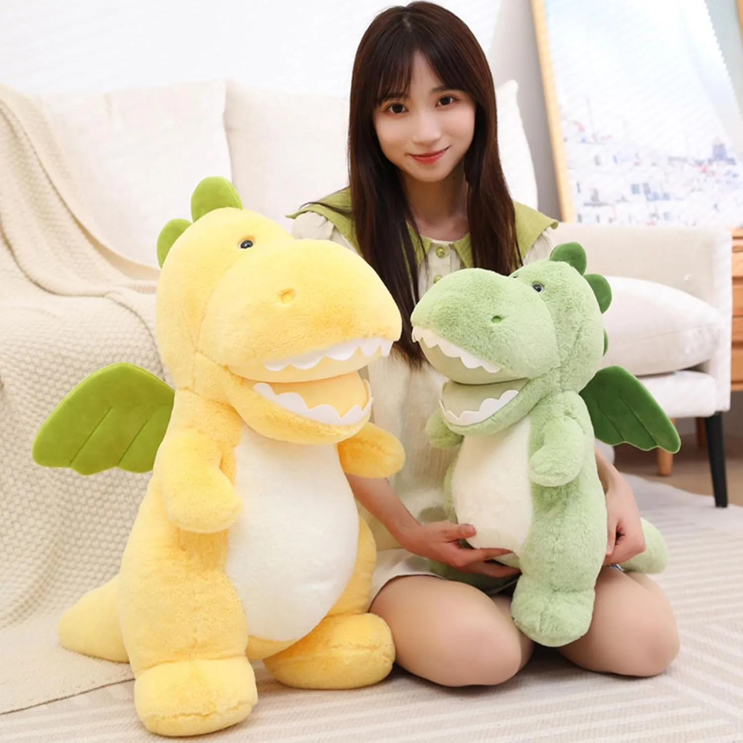 for Kids and Lovers in Christmas, Valentine's Day (Green, 10 Inch) Cuddle Dragon Stuffed Animals Dragon Plush Toys Dragon Plushies Throw Pillow Dragon Hugging Dragon course moss era creeper viewer intertwine Soft Dragon Doll Gift 