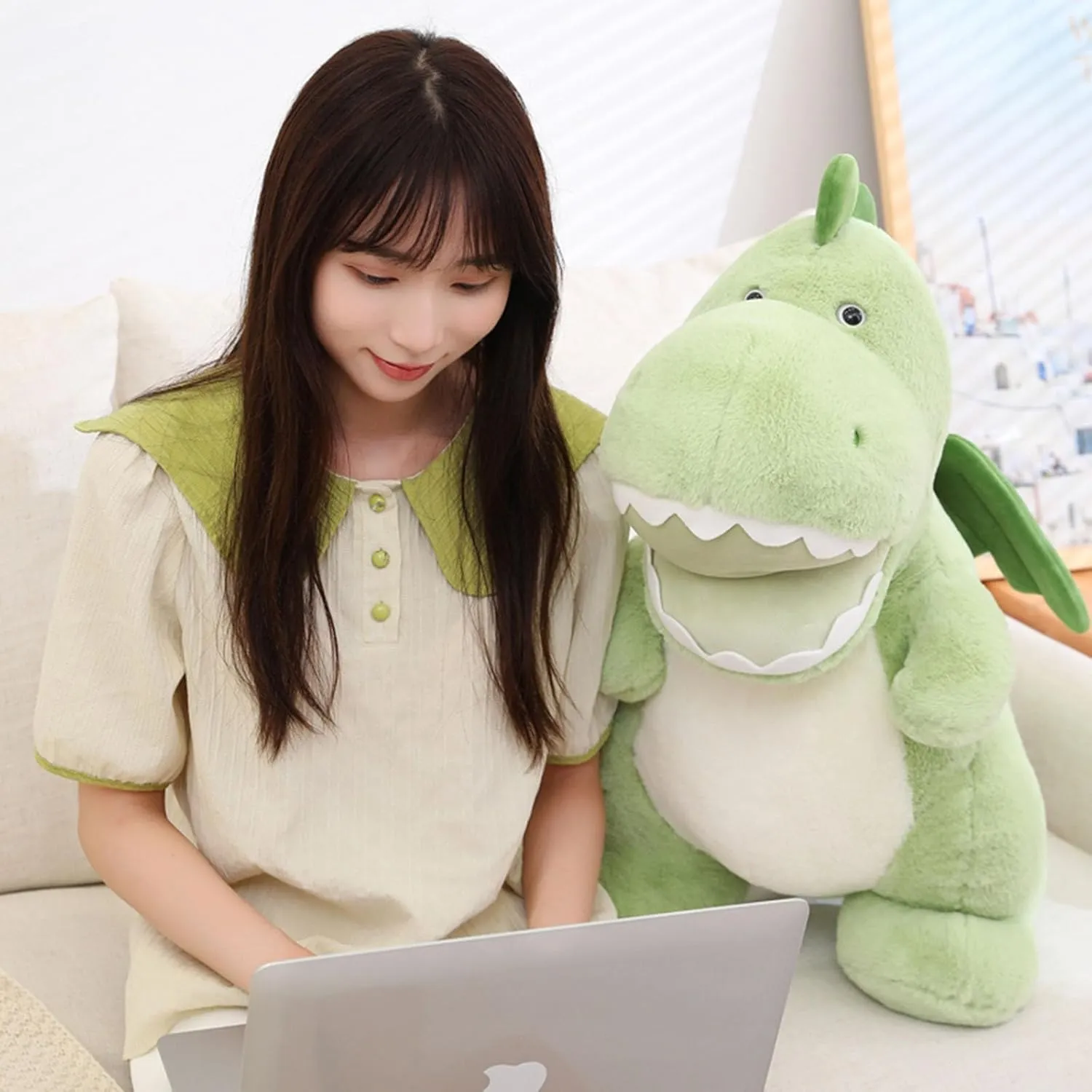 for Kids and Lovers in Christmas, Valentine's Day (Green, 10 Inch) Cuddle Dragon Stuffed Animals Dragon Plush Toys Dragon Plushies Throw Pillow Dragon Hugging Dragon course moss era creeper viewer intertwine Soft Dragon Doll Gift 