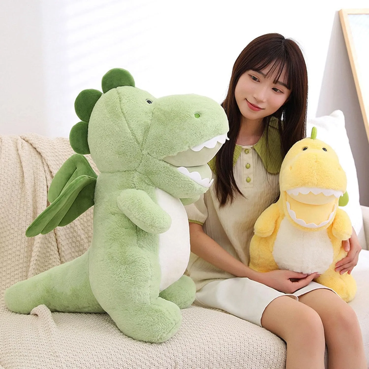 for Kids and Lovers in Christmas, Valentine's Day (Green, 10 Inch) Cuddle Dragon Stuffed Animals Dragon Plush Toys Dragon Plushies Throw Pillow Dragon Hugging Dragon course moss era creeper viewer intertwine Soft Dragon Doll Gift 