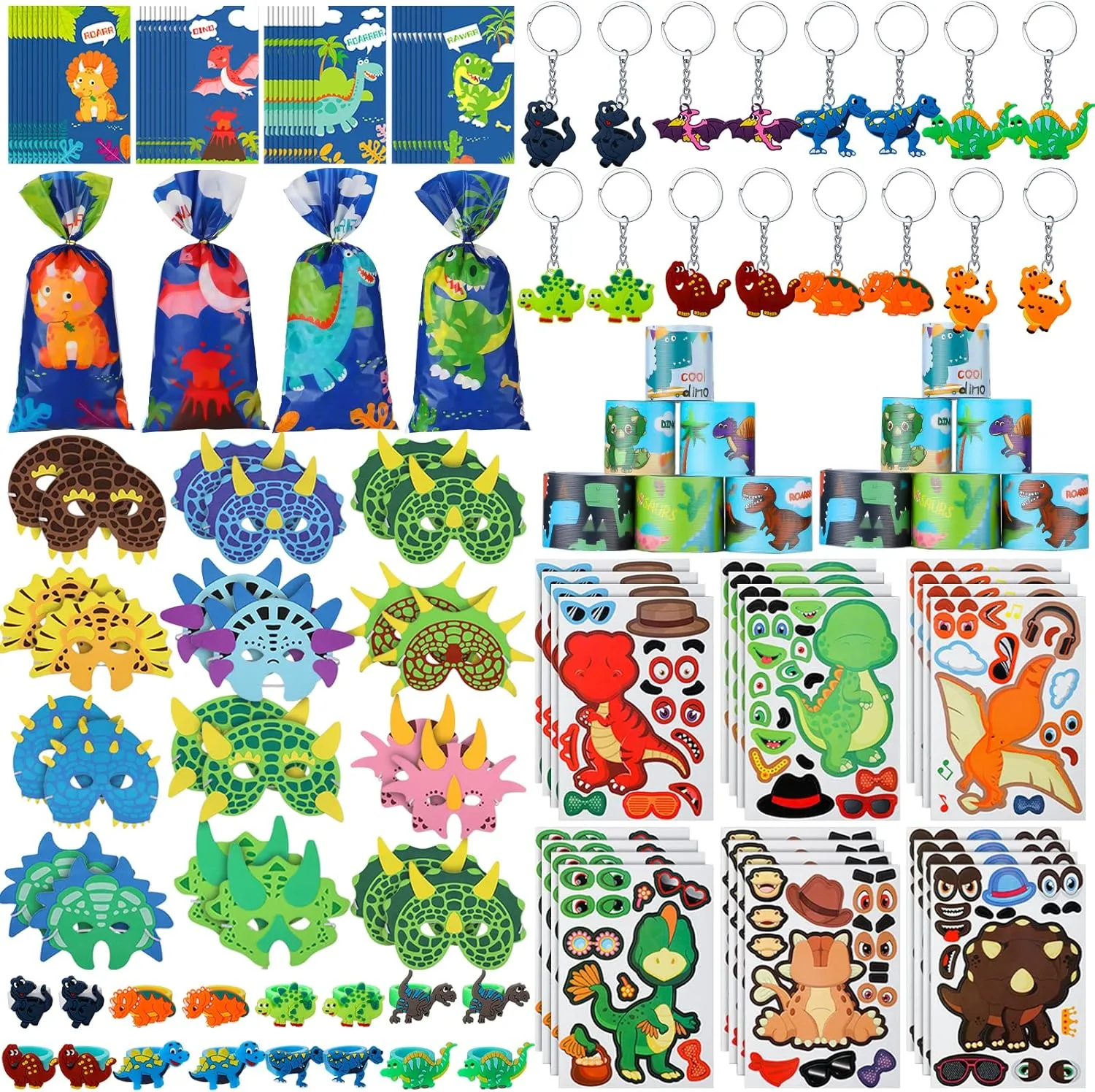 for Kids company convincingly Dino Stickers Masks Slap Keychains Rings Goodie Bag Stuffers for Birthday Gift Toys Woanger 132 Pcs Dinosaur Party Favors Dinosaur Birthday Party Supplies 