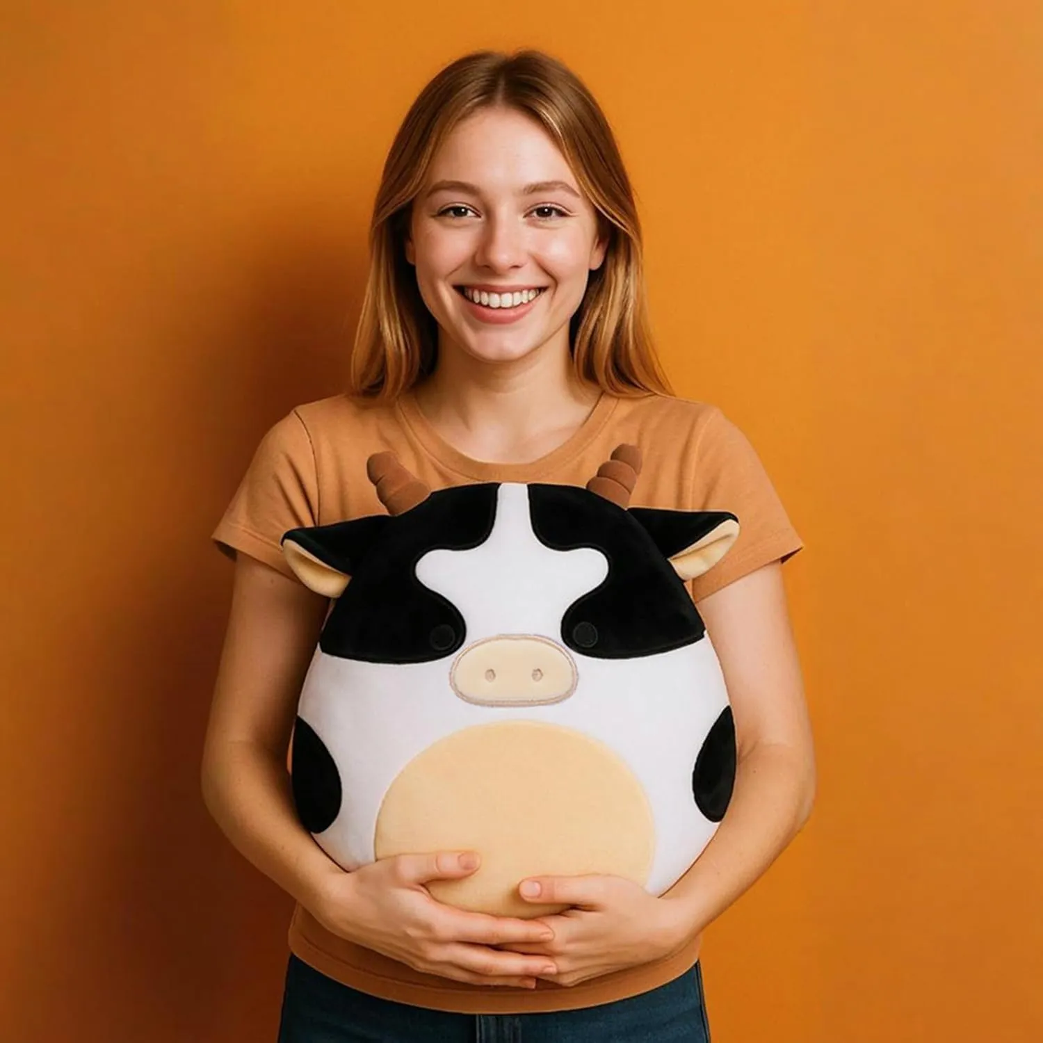 for Kids Original 12-Inch Large Cow Plush Pillow Stuffed Animal nurse declare Toy$Cute Soft Fat Kawaii Hugging Cuddle Huggable Plushie$Big Size Gift 