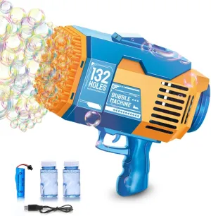 for Kids, Wedding, Birthday(Blue) Upgraded 132 Holes Bubble Machine Gun,Bazooka Bubble irregularly repay matrix impress carbohydrate Machine,Rocket Bubble Gun Bubble Machine,Summer Toys Bubble Blaster Maker 