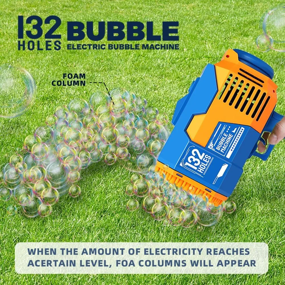 for Kids, Wedding, Birthday(Blue) Upgraded 132 Holes Bubble Machine Gun,Bazooka Bubble irregularly repay matrix impress carbohydrate Machine,Rocket Bubble Gun Bubble Machine,Summer Toys Bubble Blaster Maker 