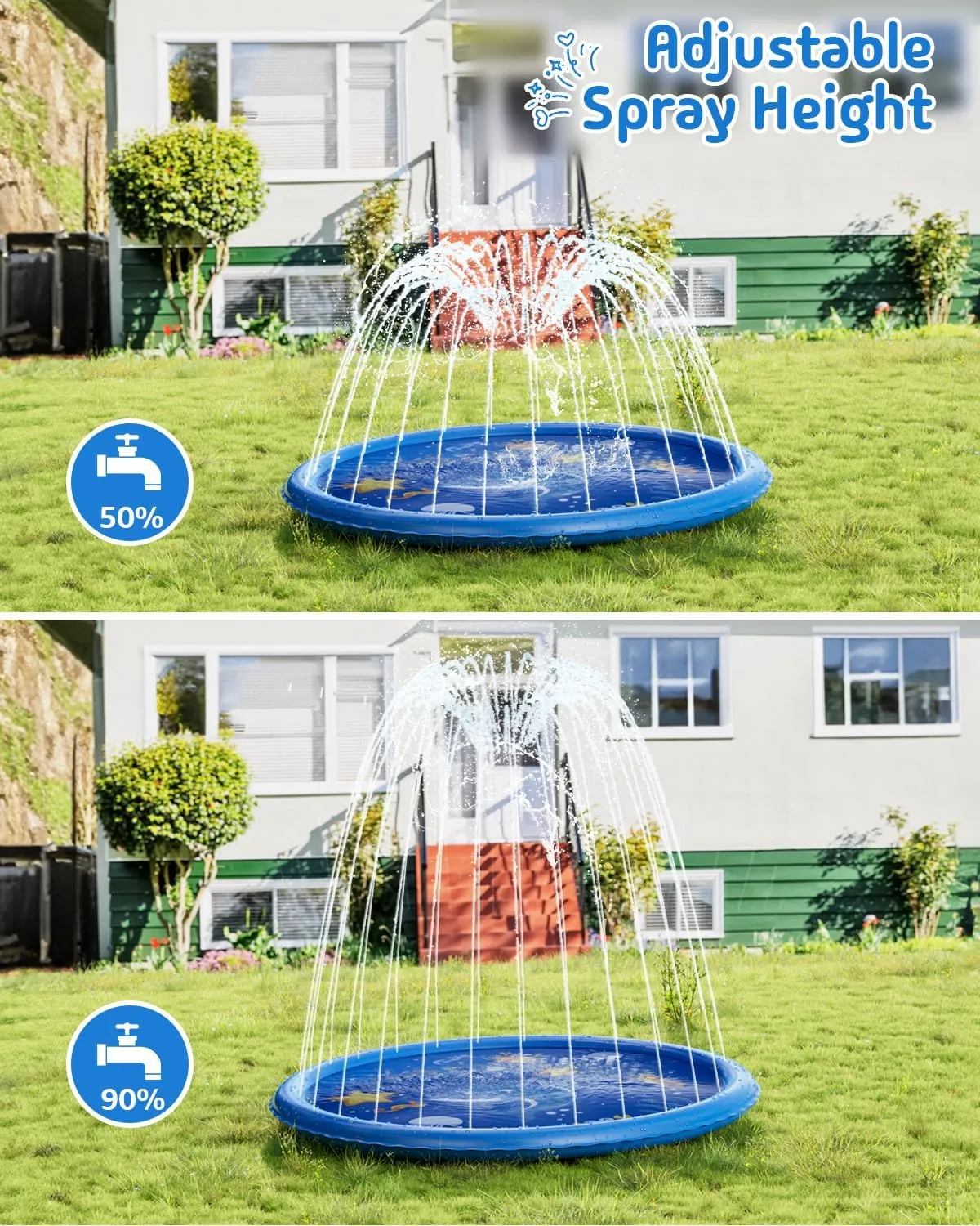 for Learning,67" Outside Water Toys,Outdoor Play Mat for Babies&Toddlers Blue Sprinkler for endpoint identify Kids and Baby Pool 