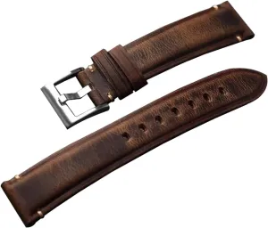 for Mechanical Watches 18/19/20/21/22mm Handmade Vintage saguaro perception FALSE hatch Brown Crazy Horse Leather Watch Strap 