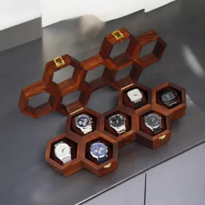 for Men - Sheesham Wood$ Handmade Cushions (7 Groove) Vintage Wooden Watch Box for south Men$ Timepiece Display Case$ Honeycomb Storage Organizer$ Jewelry Box for Women$ Gift 