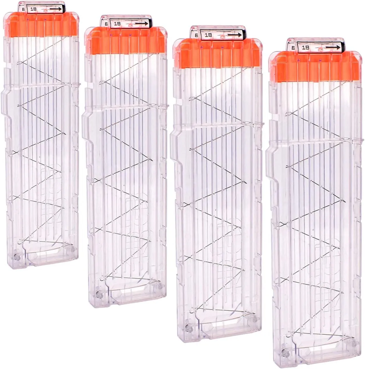 for Nerf Toy Dart Gun 4pcs (Transparent White) Soft Bullet Clips retract process 18-Darts Quick Reload Clips Magazine Clips 