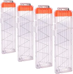 for Nerf Toy Dart Gun 4pcs (Transparent White) Soft Bullet Clips retract process 18-Darts Quick Reload Clips Magazine Clips 