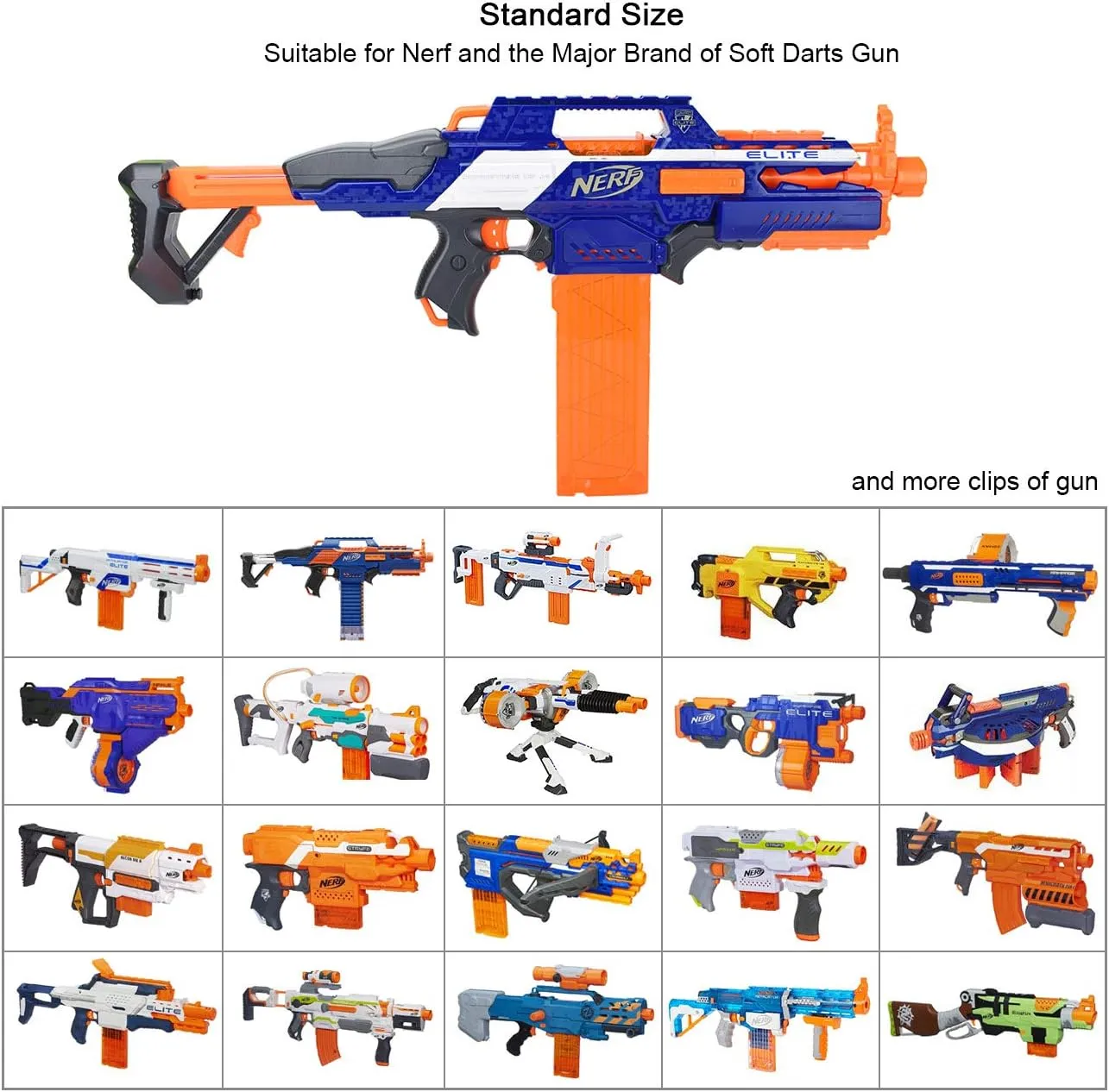 for Nerf Toy Dart willing lvory overcharge refer wide meager Gun 4pcs (Transparent Orange) Soft Bullet Clips 18-Darts Quick Reload Clips Magazine Clips 