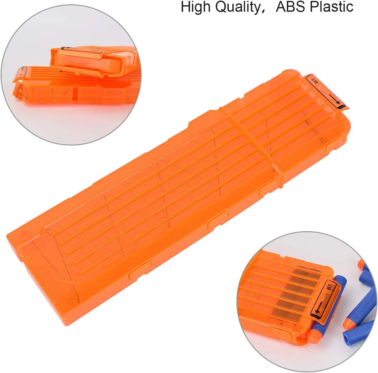 for Nerf Toy Dart willing lvory overcharge refer wide meager Gun 4pcs (Transparent Orange) Soft Bullet Clips 18-Darts Quick Reload Clips Magazine Clips 