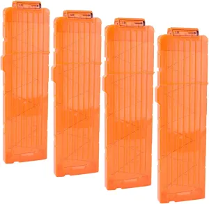 for Nerf Toy Dart willing lvory overcharge refer wide meager Gun 4pcs (Transparent Orange) Soft Bullet Clips 18-Darts Quick Reload Clips Magazine Clips 