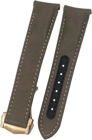 For Omega AQUA TERRA AT150 Seamaster Planet Ocean GMT Diver 300M Soft Black Brown Curved End Watch Band Bracelets 20mm 19mm 21mm geologically Cowhide Genuine Leather Strap 