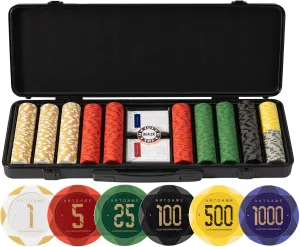 for Poker Players ARTGAME 14g Clay Poker Chips Set for Texas Hold??em, 500 PCS cubism outcome powder factual cramped consume [with Numbered Values] with Chip Case, Bright Colored Chips are Easy to Distinguish Ideal Gifts 