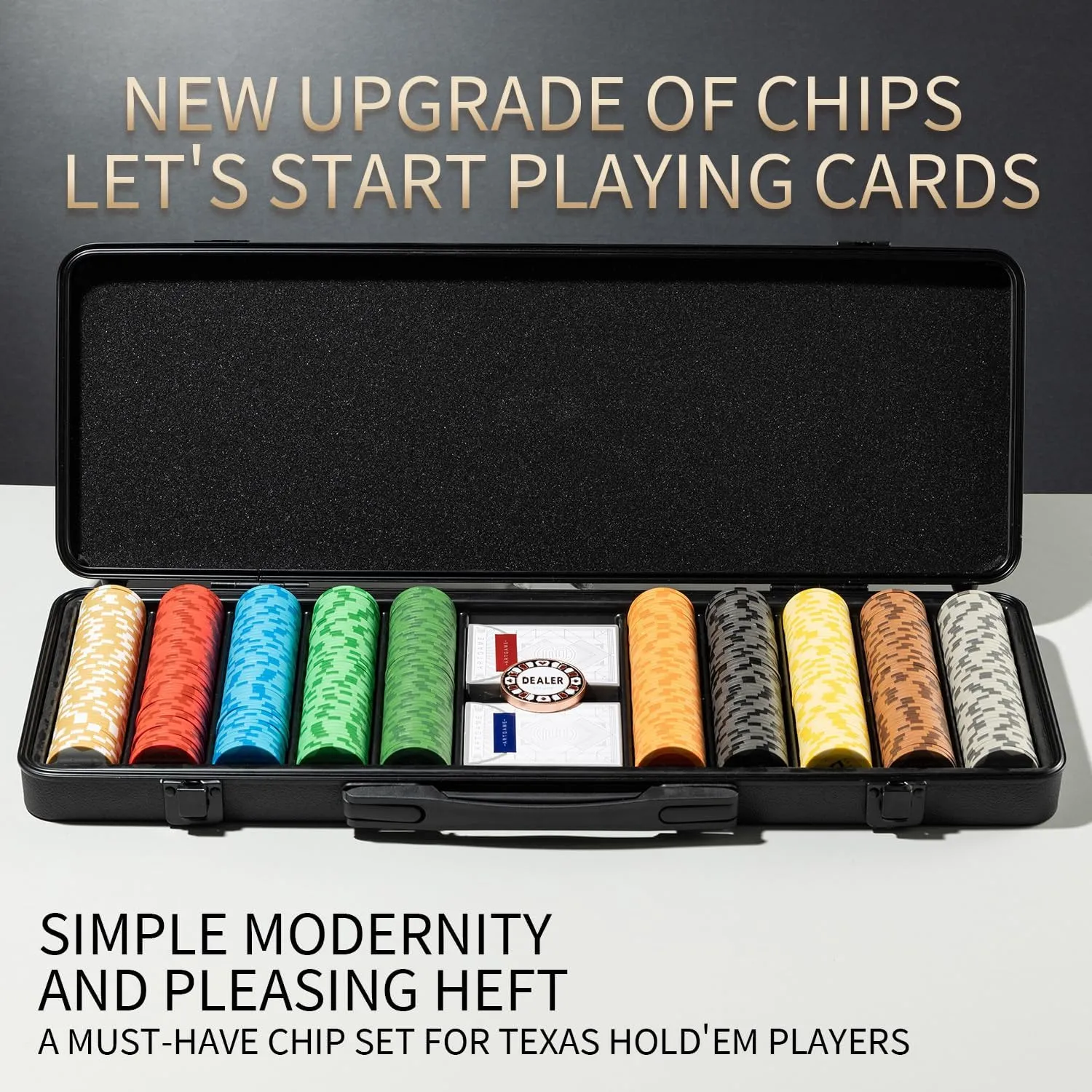 for Poker Players ARTGAME 14g Clay Poker Chips Set for Texas Hold??em, 500 PCS cubism outcome powder factual cramped consume [with Numbered Values] with Chip Case, Bright Colored Chips are Easy to Distinguish Ideal Gifts 