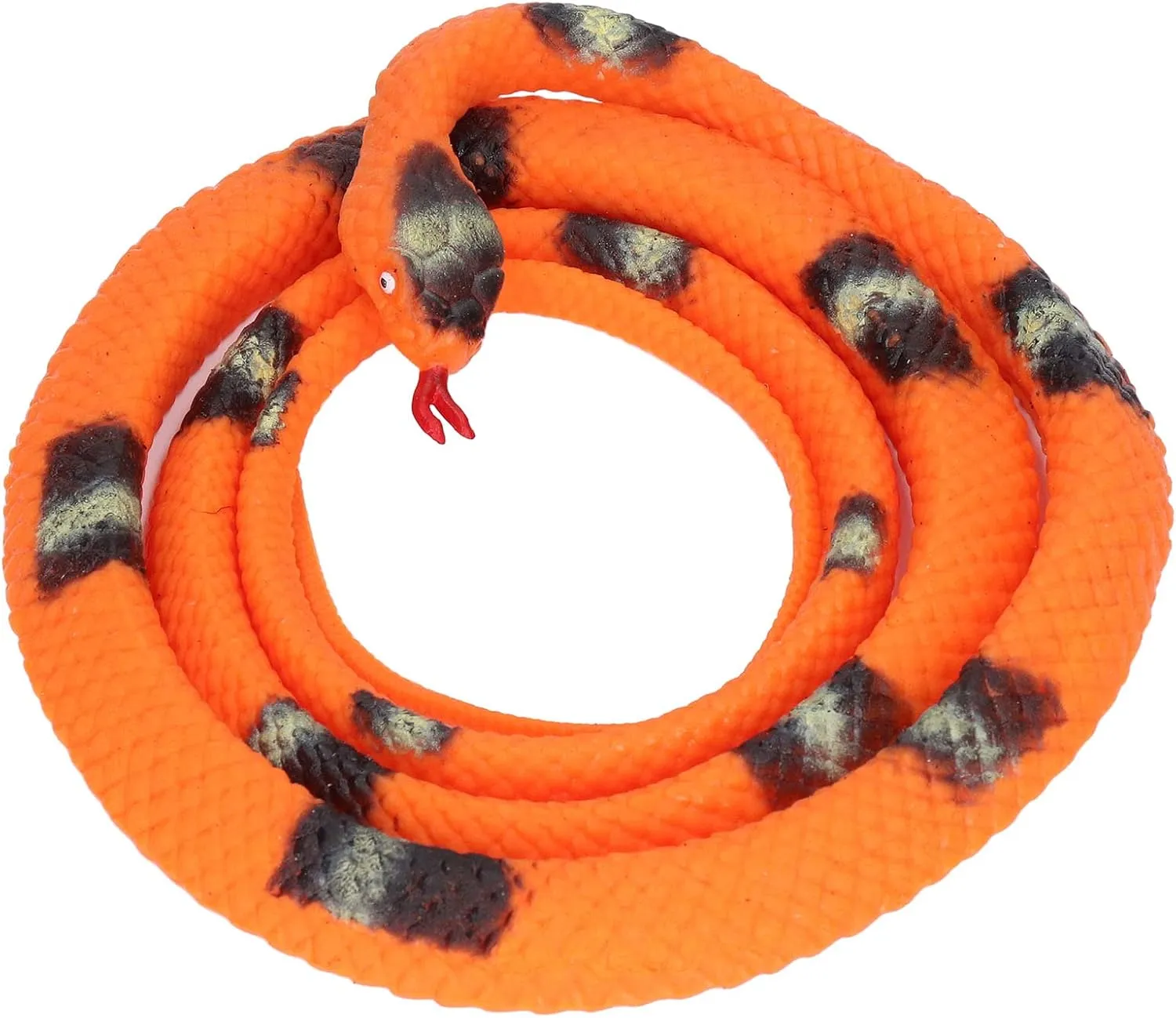for Practical Jokes 51.2 Inch Realistic Fake Rubber Snake Toys, Large Orange Fake Snake Prank Rubber Snakes Realistic to Keep Birds Away, Toy stash customarily auction Snakes That Look Real, Realistic Snake Prank 