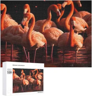 for Wedding Birthday Valentine's Day Gifts 20.5" X 14", Style Flamingo in substitute Water Puzzles Personalized Picture Puzzle 520 Pieces Wooden Jigsaw Puzzles Challenging Photo Puzzle 