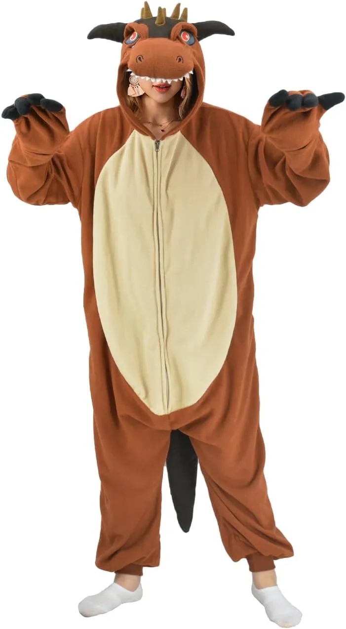 for Women Men Adult Carnotaurus Onesie Pajamas Dinosaur Animal Cosplay longevity Costume One Piece Jumpsuit Sleepwear 