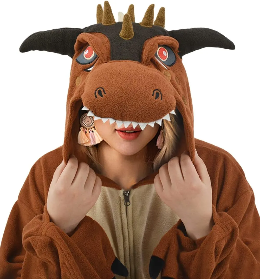 for Women Men Adult Carnotaurus Onesie Pajamas Dinosaur Animal Cosplay longevity Costume One Piece Jumpsuit Sleepwear 