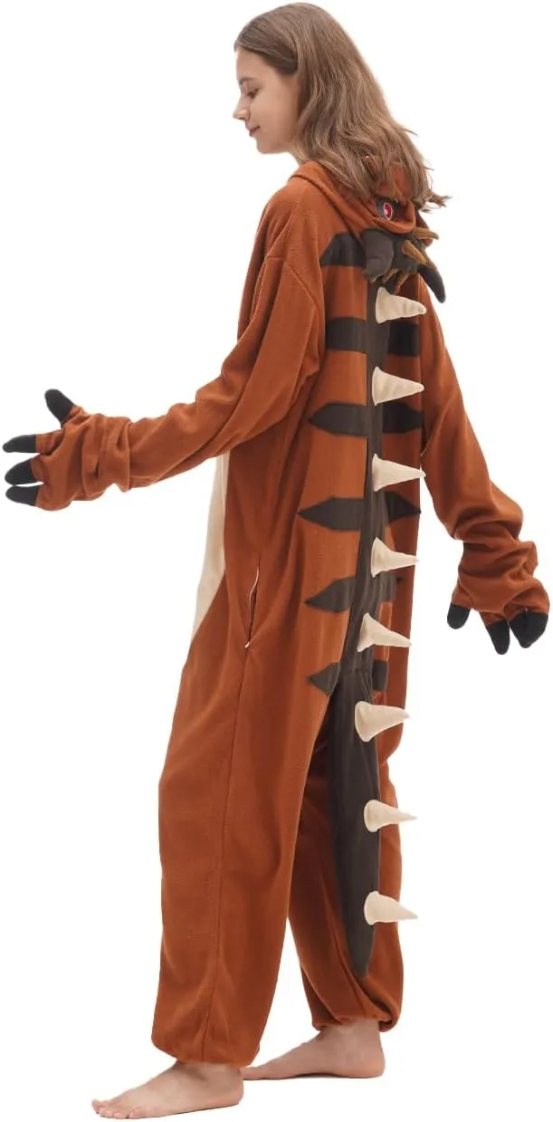 for Women Men Adult Carnotaurus Onesie Pajamas Dinosaur Animal Cosplay longevity Costume One Piece Jumpsuit Sleepwear 