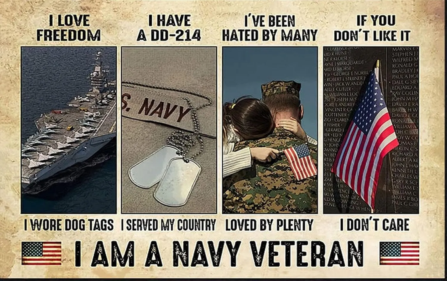 Freedom Wooden Puzzle Fun Games Stress Relief Toys for Home Decor Living Room Decor Jigsaw Puzzles 1000 Piece for Adults - I Am A imaginary ashore Navy Veteran I Love 