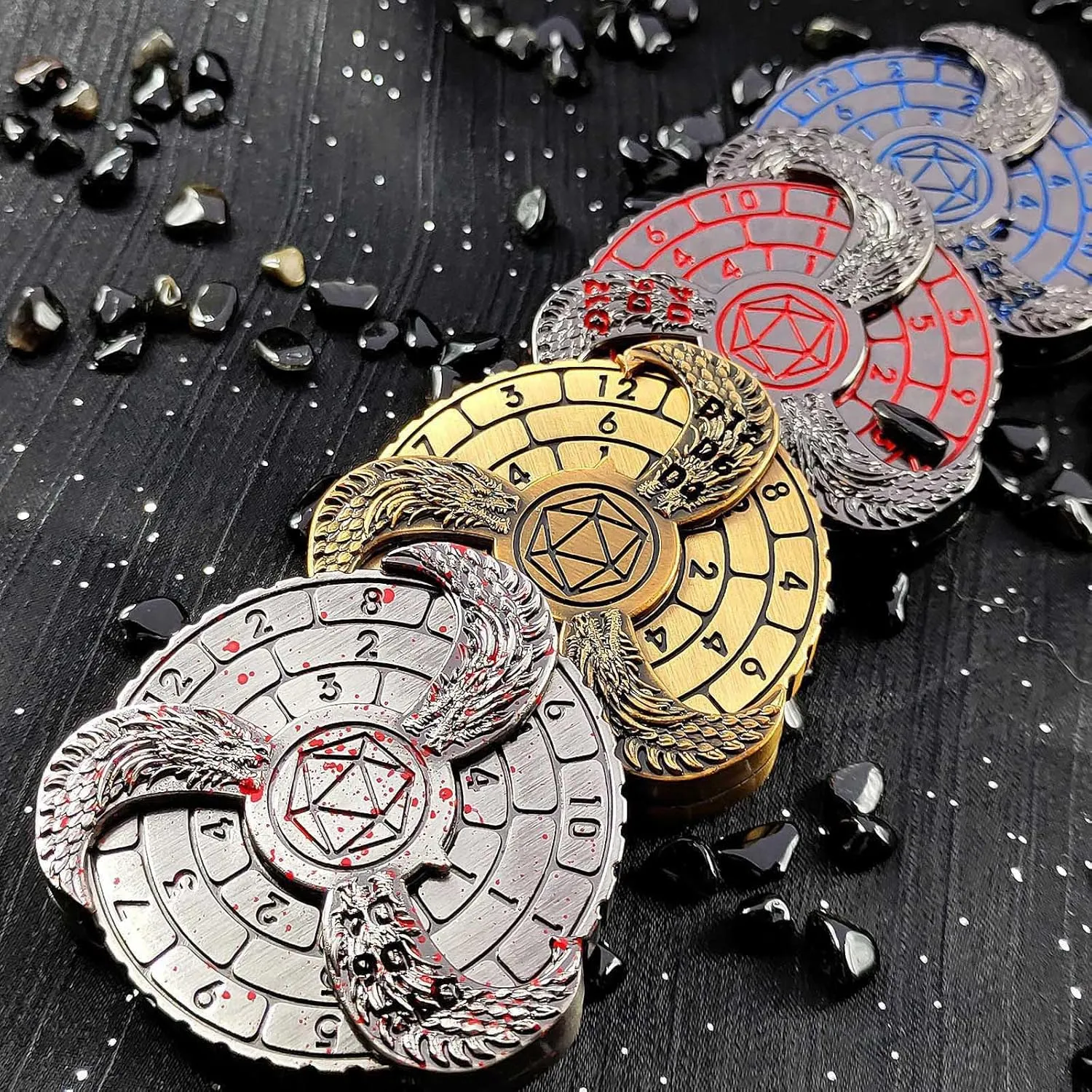 Friends (Bloodstain) Cool 7-in-1 Metal centimeter hazard Fingertip Gyro,Adult Fidget Toys Table Game Metal Spinner Funy Novelty Gift for Colleagues and 