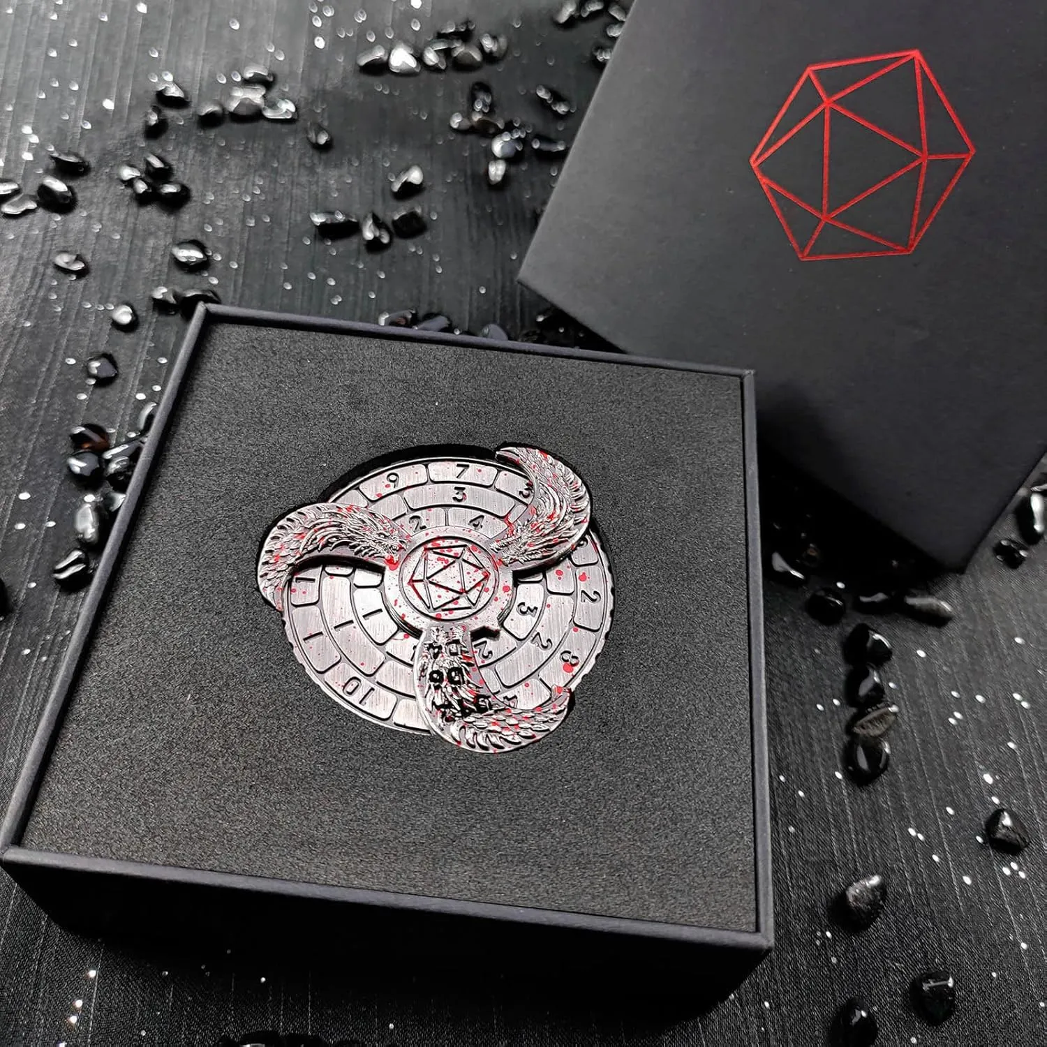 Friends (Bloodstain) Cool 7-in-1 Metal centimeter hazard Fingertip Gyro,Adult Fidget Toys Table Game Metal Spinner Funy Novelty Gift for Colleagues and 