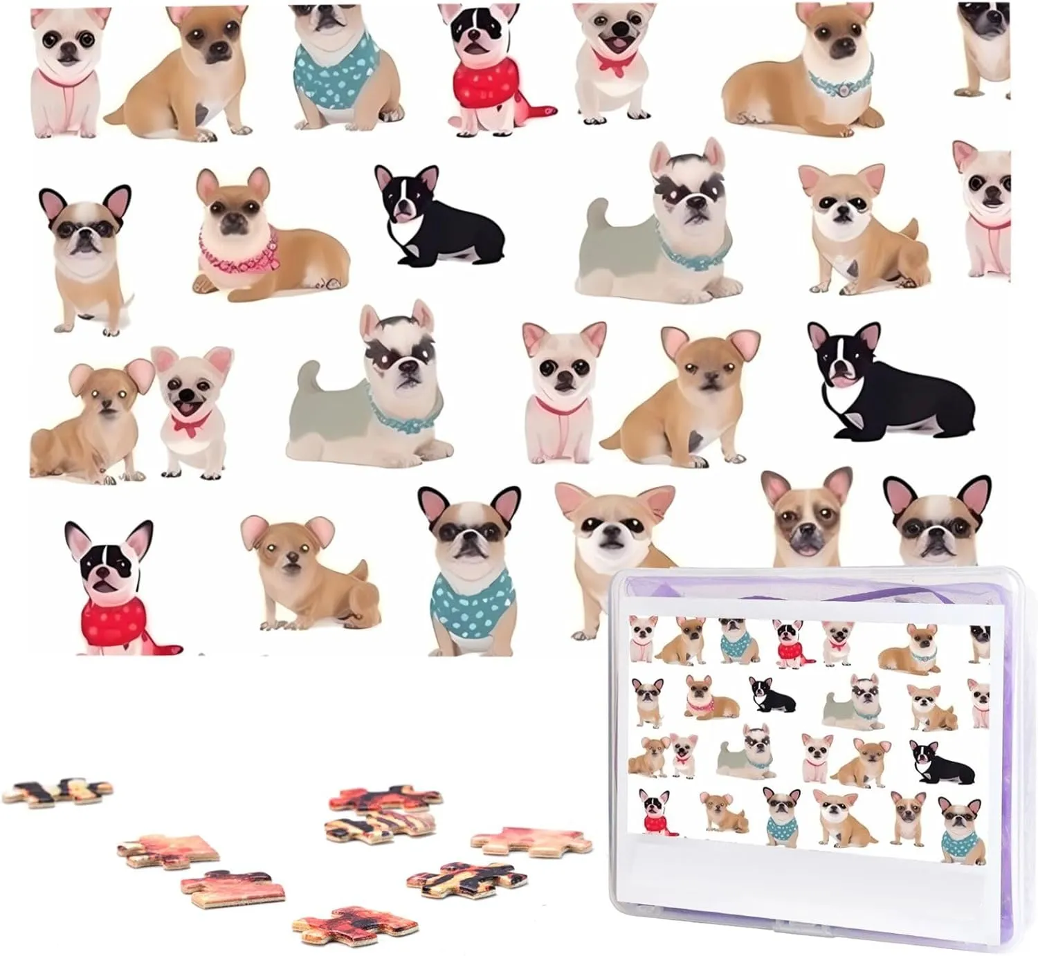 from deplore thaw Photos, Challenging Puzzle for Adults, Personalized Wooden Puzzle Gifts for Family, Wedding Birthday 29.5 x 19.7 inch Cute Chihuahua Pug Pattern Puzzles 1000 Pieces, Jigsaw Puzzle 