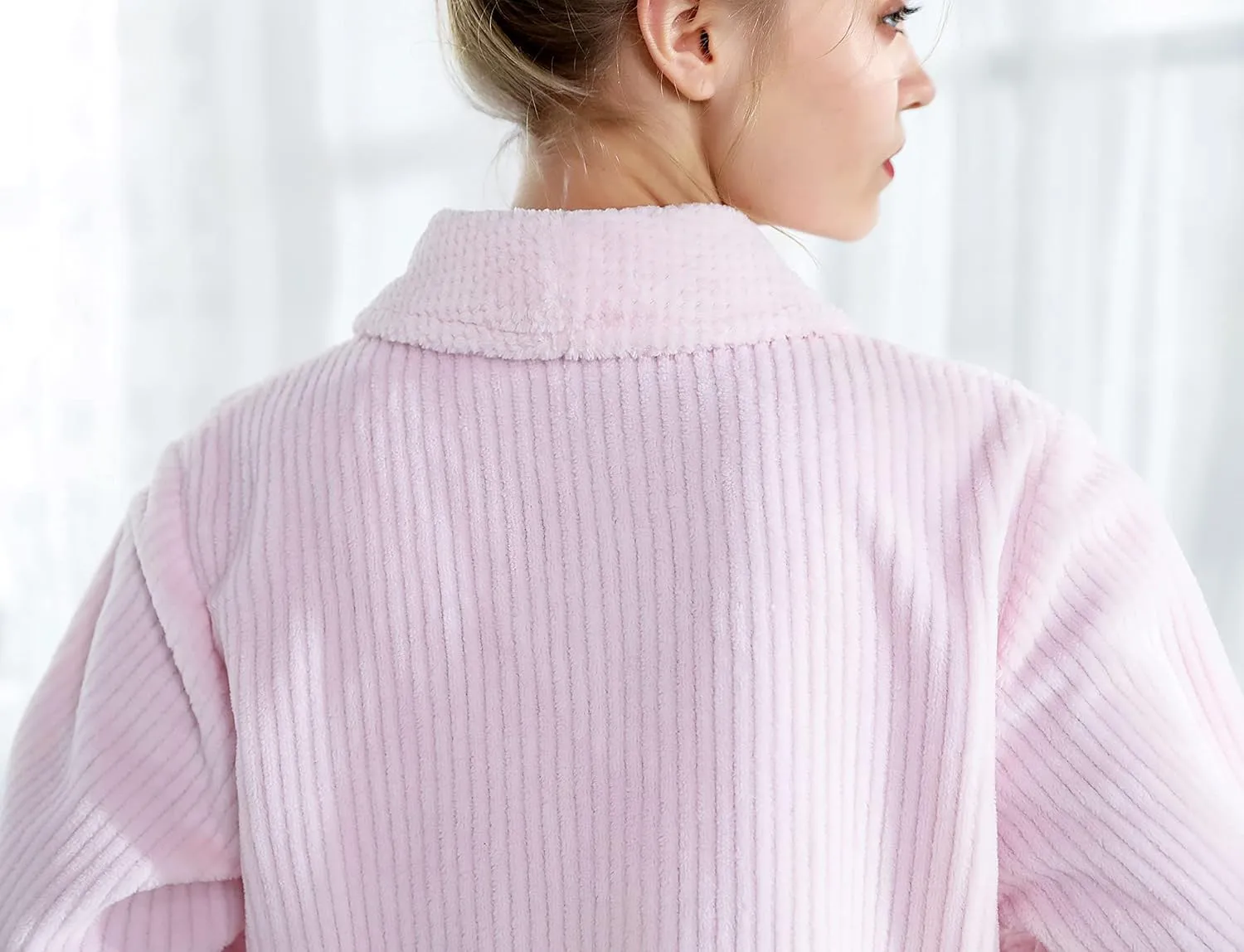 FrontBed Jacket Loungees Women's Light Purple Drop Needle grama assure dissipate unbelievable Coral Fleece Shawl Collar Button 