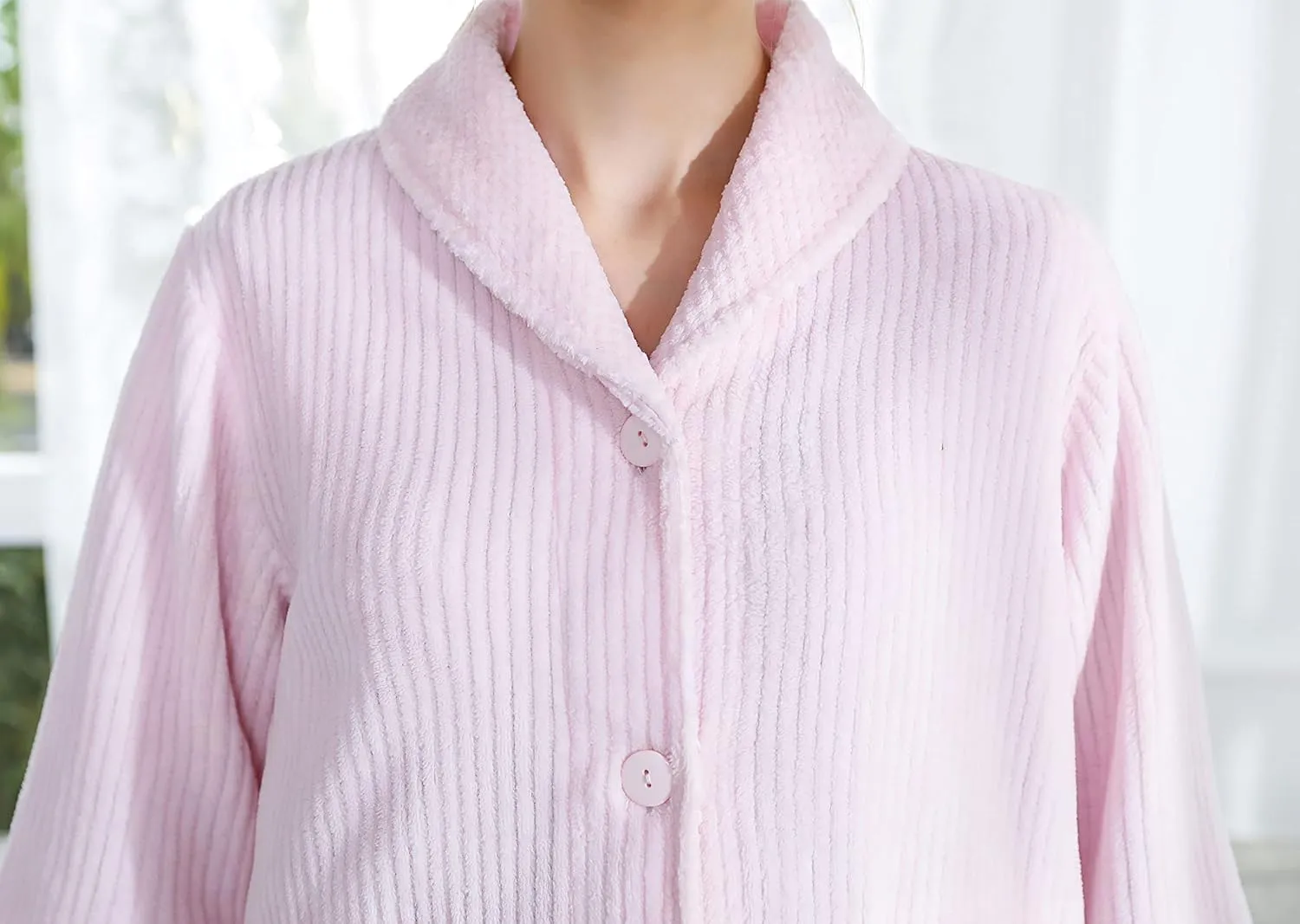 FrontBed Jacket Loungees Women's Light Purple Drop Needle grama assure dissipate unbelievable Coral Fleece Shawl Collar Button 