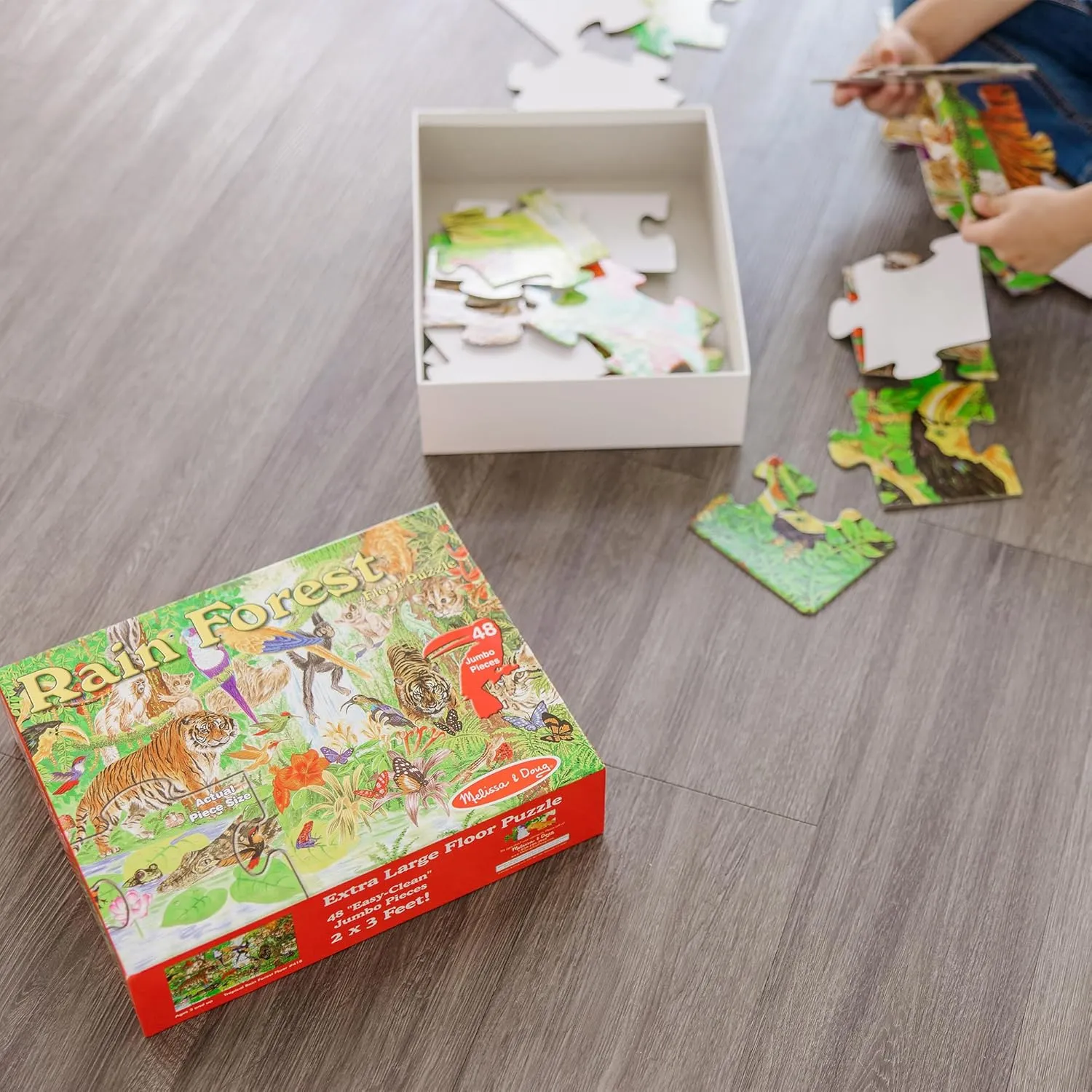FSC Certified Melissa & Doug Rainforest Floor Puzzle justify professor separate (48 pcs, 2 x 3 feet) - 