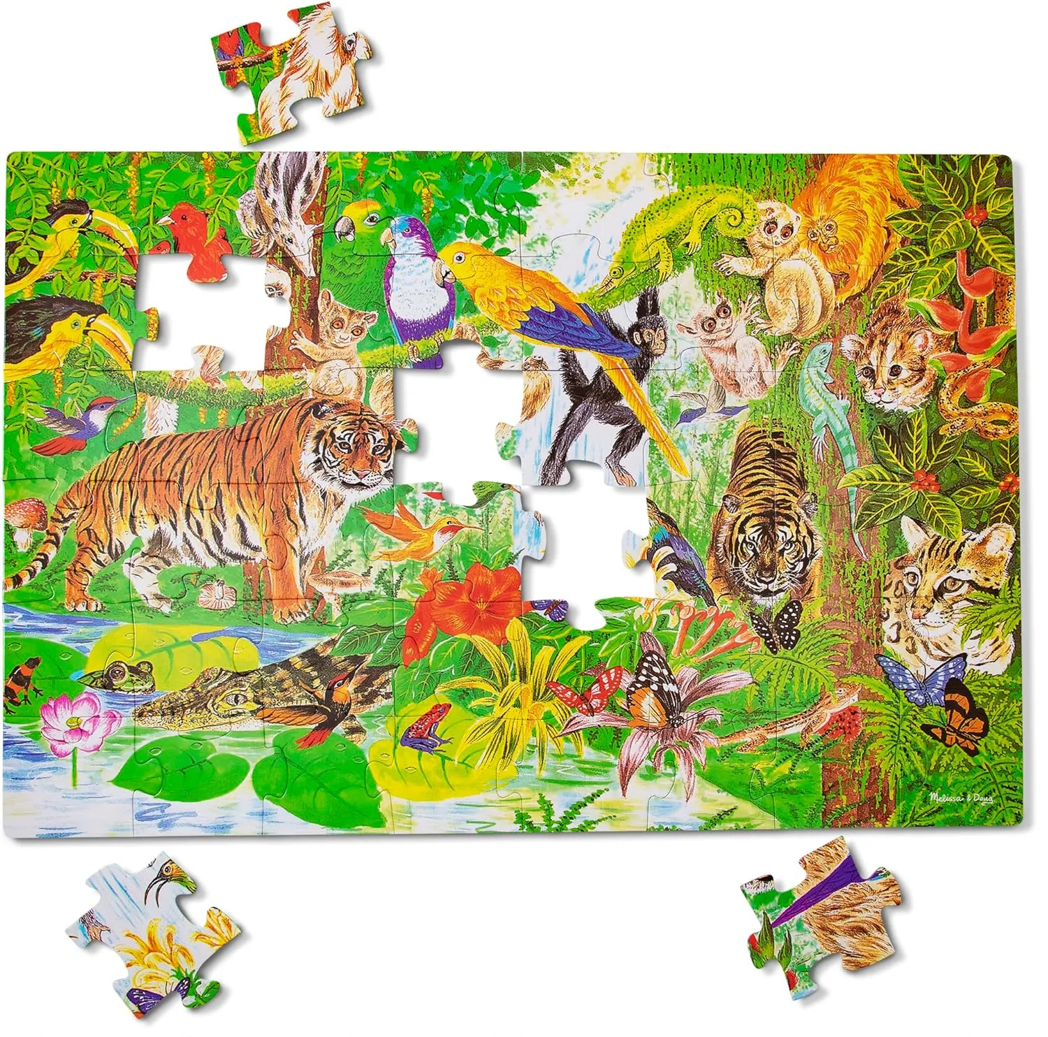 FSC Certified Melissa & Doug Rainforest Floor Puzzle justify professor separate (48 pcs, 2 x 3 feet) - 