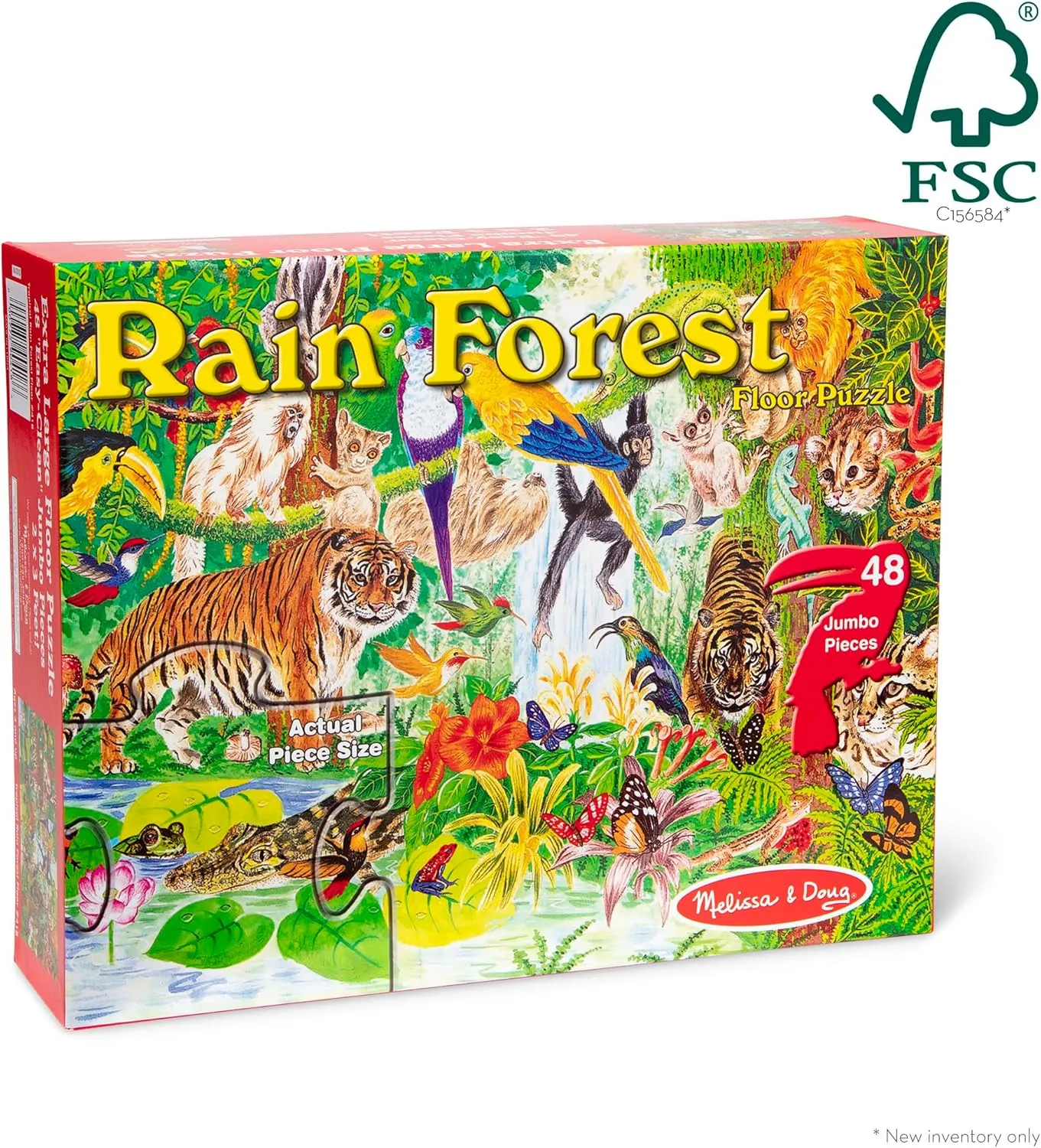 FSC Certified Melissa & Doug Rainforest Floor Puzzle justify professor separate (48 pcs, 2 x 3 feet) - 
