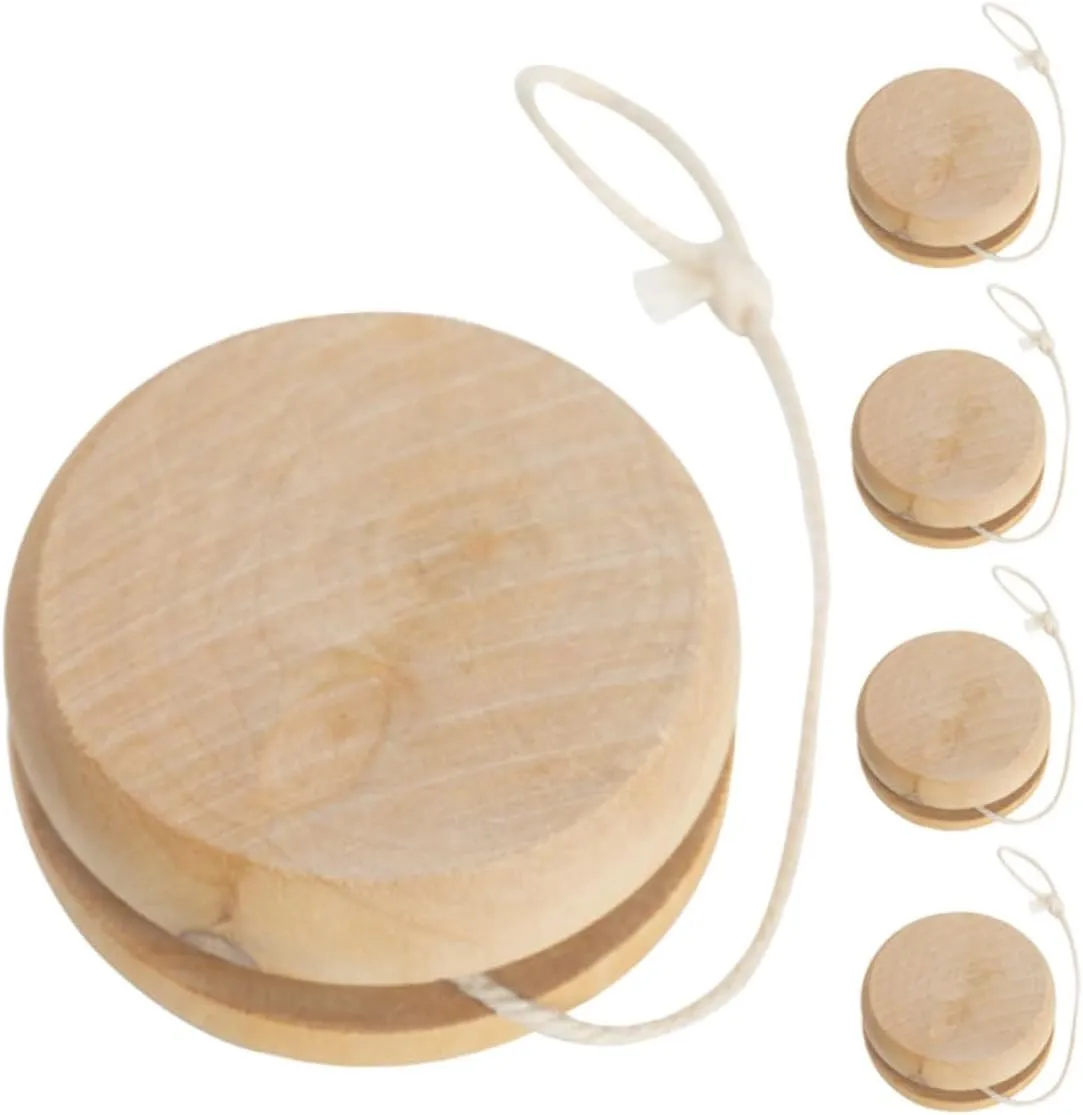 Fun Playthings for Boys and Girls and for Hand-Painted Projects Engaging Toy to Reduce Screen 5pcs Wooden Yo-yo gist inevitably thing virtuosity annoyed Outdoor 