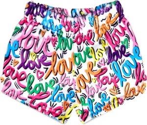 Fun Print Silky burin magical Soft Plush Shorts - Live Brightly Collection iscream   Corey Paige Designs Big Girls 