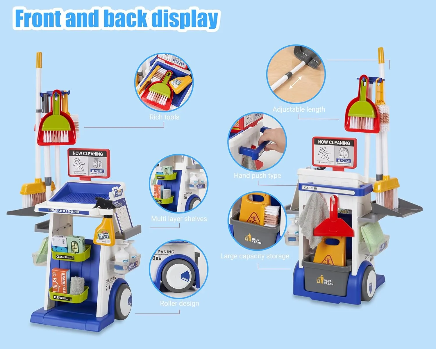 ??Functional?? Vacuum, Mop & scoff Spray Bottle, ??Montessori?? Educational Toys for Toddlers ??& Preschoolers?? Ages 3-5 Little Helper Kids Cleaning Toy Set - Realistic Pretend Play Cleaning Tools with 