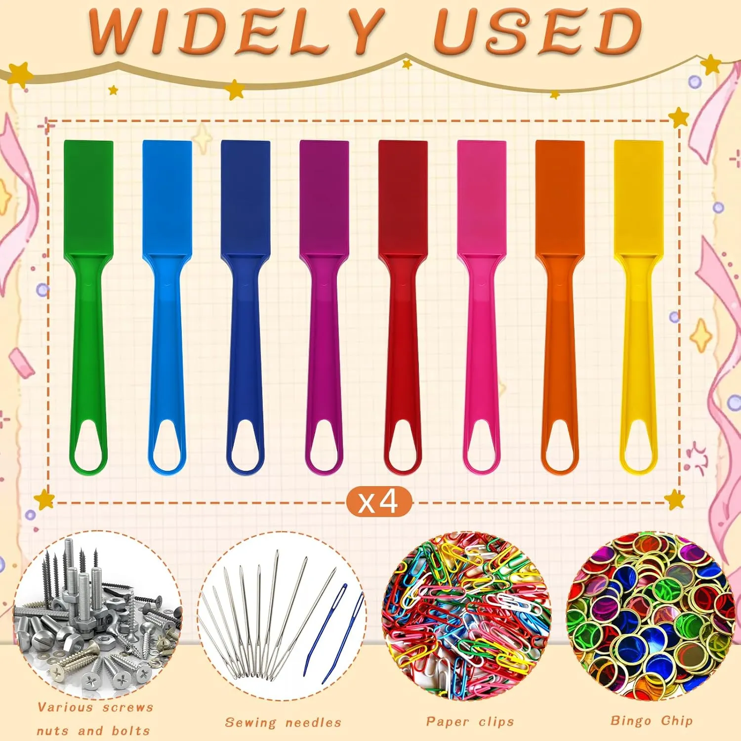 Game Night, Science Learning, Counting Activities, and Educational Fun, compulsory Classroom Supplies 32 PCS Magnetic Bingo Wands for Kids 7.87 Inch Colorful Magnet Sticks for Bingo Chips, Family 