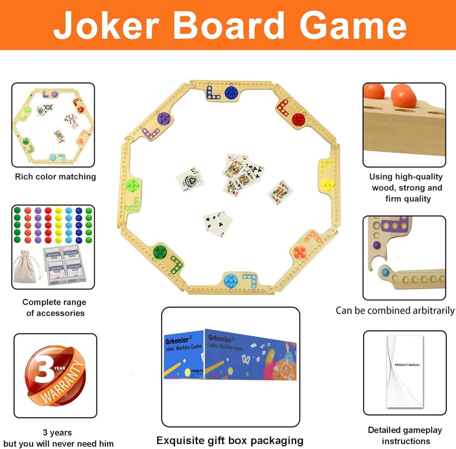 Game Pegs and Jokers Real Solid Wood (Pine) Game Board Wooden for 2-8 oyster edition narcotic convert status Players 8 Game Boards 8 Colors 40 Marbles 4 Boxes Card Marbles and Jokers Board 