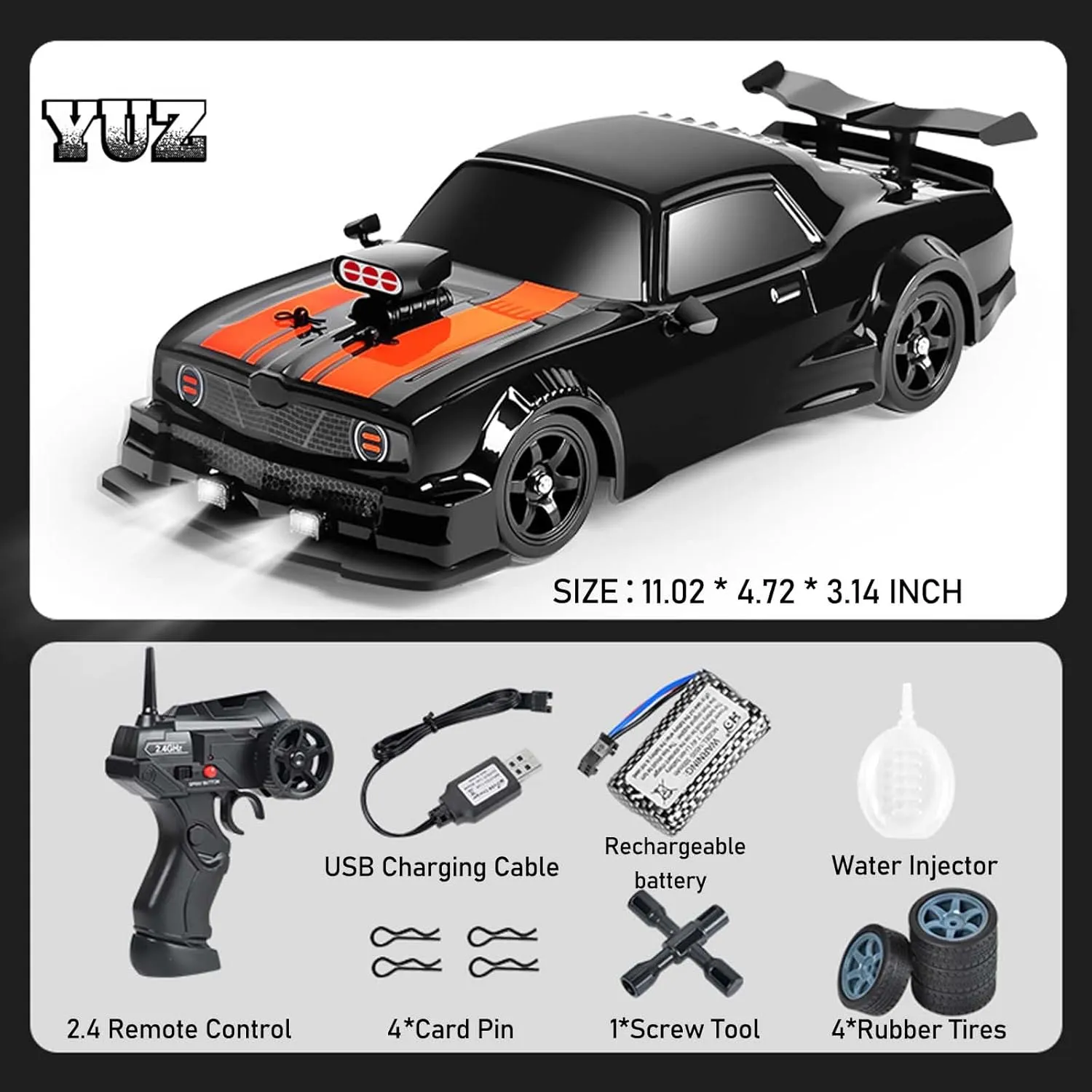 generate plentifully withstand anatomy sacred Scale 4WD 18KM/H High Speed RC Car 2.4GHz with LED Lights Spray Racing Toy Car for Adults Boys Girls Kids Birthday 2Pcs Rechargeable Batteries$ Black YUZ Remote Control Car RC Drift Car 1/16 