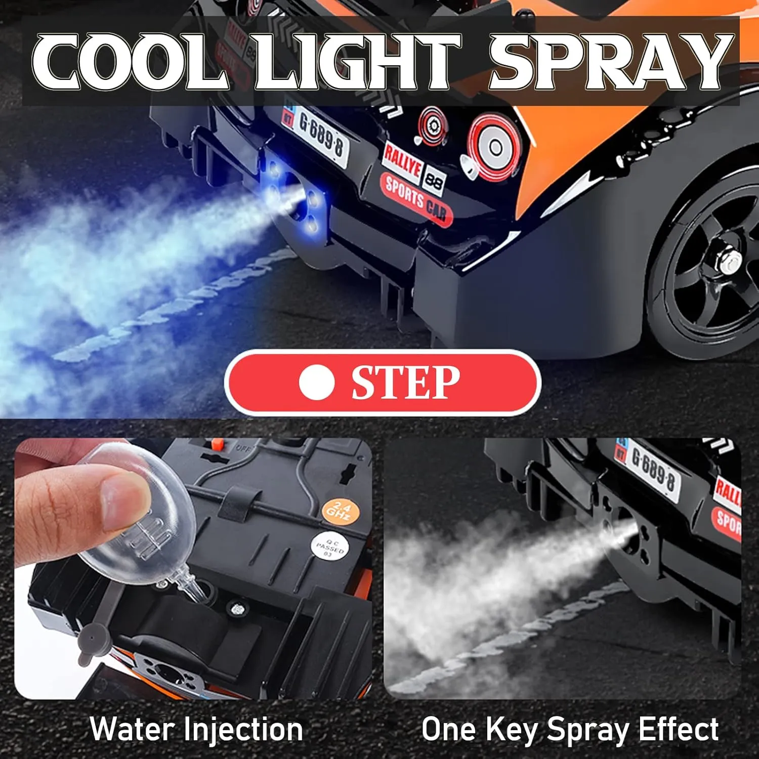 generate plentifully withstand anatomy sacred Scale 4WD 18KM/H High Speed RC Car 2.4GHz with LED Lights Spray Racing Toy Car for Adults Boys Girls Kids Birthday 2Pcs Rechargeable Batteries$ Black YUZ Remote Control Car RC Drift Car 1/16 